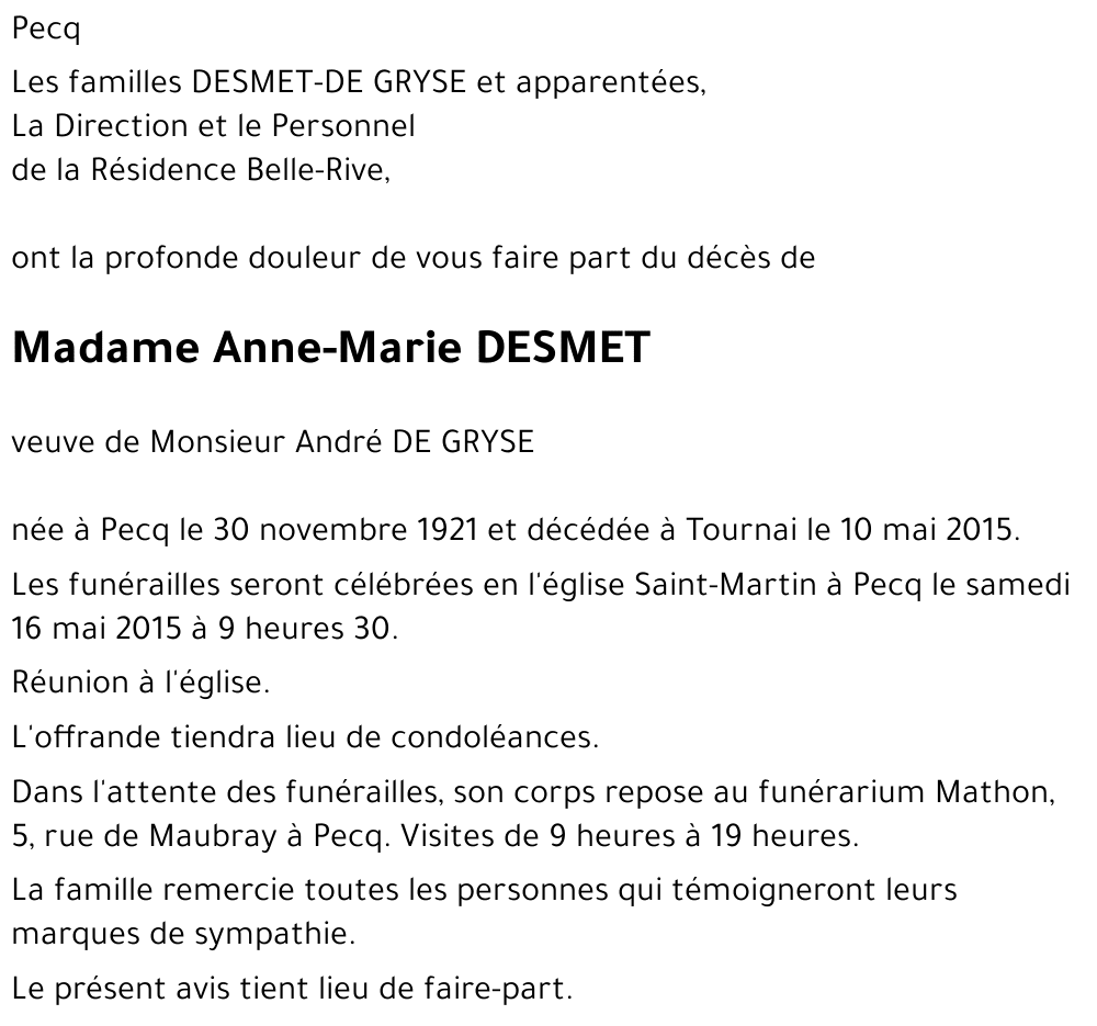 Anne-Marie DESMET
