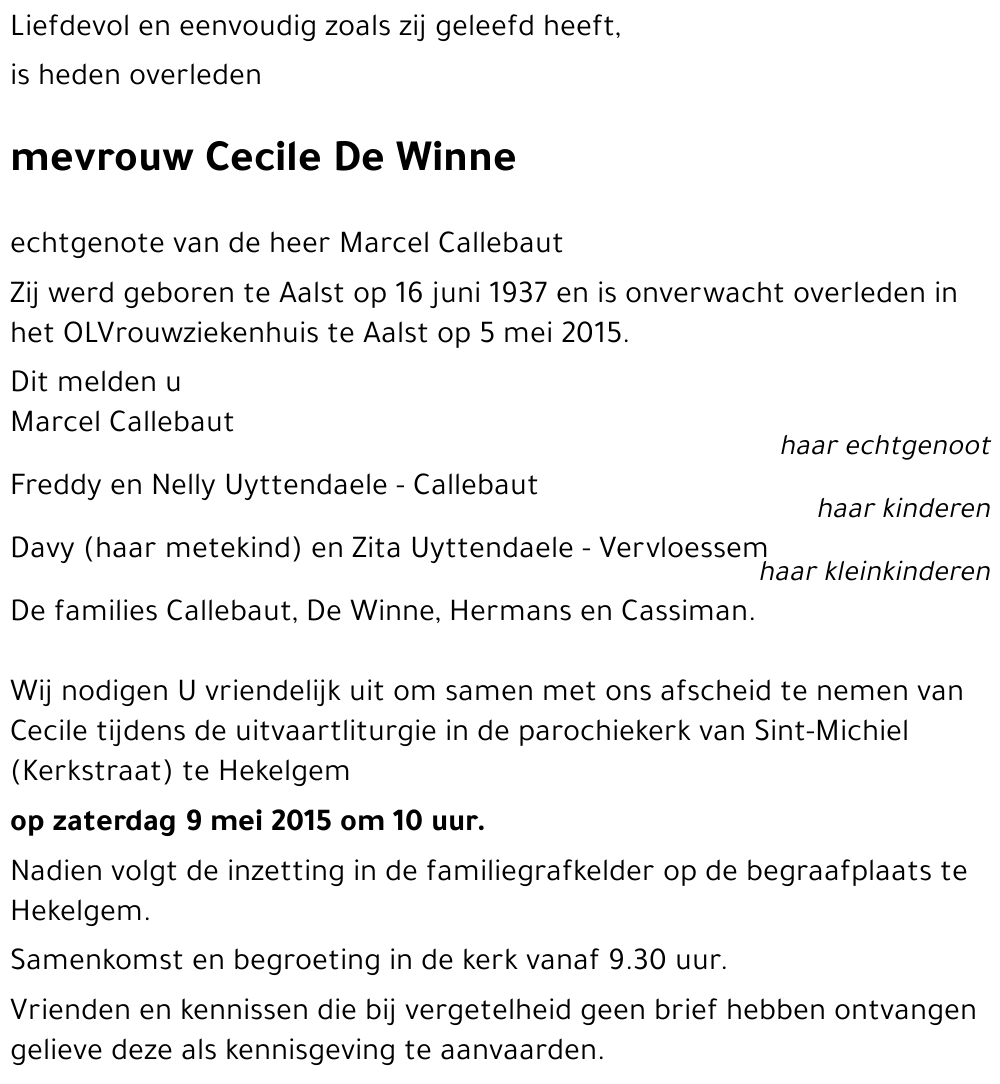 Cecile De Winne