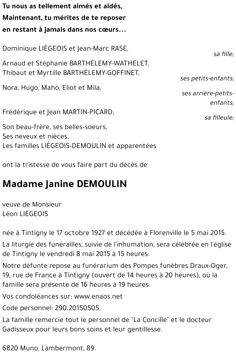 Janine DEMOULIN