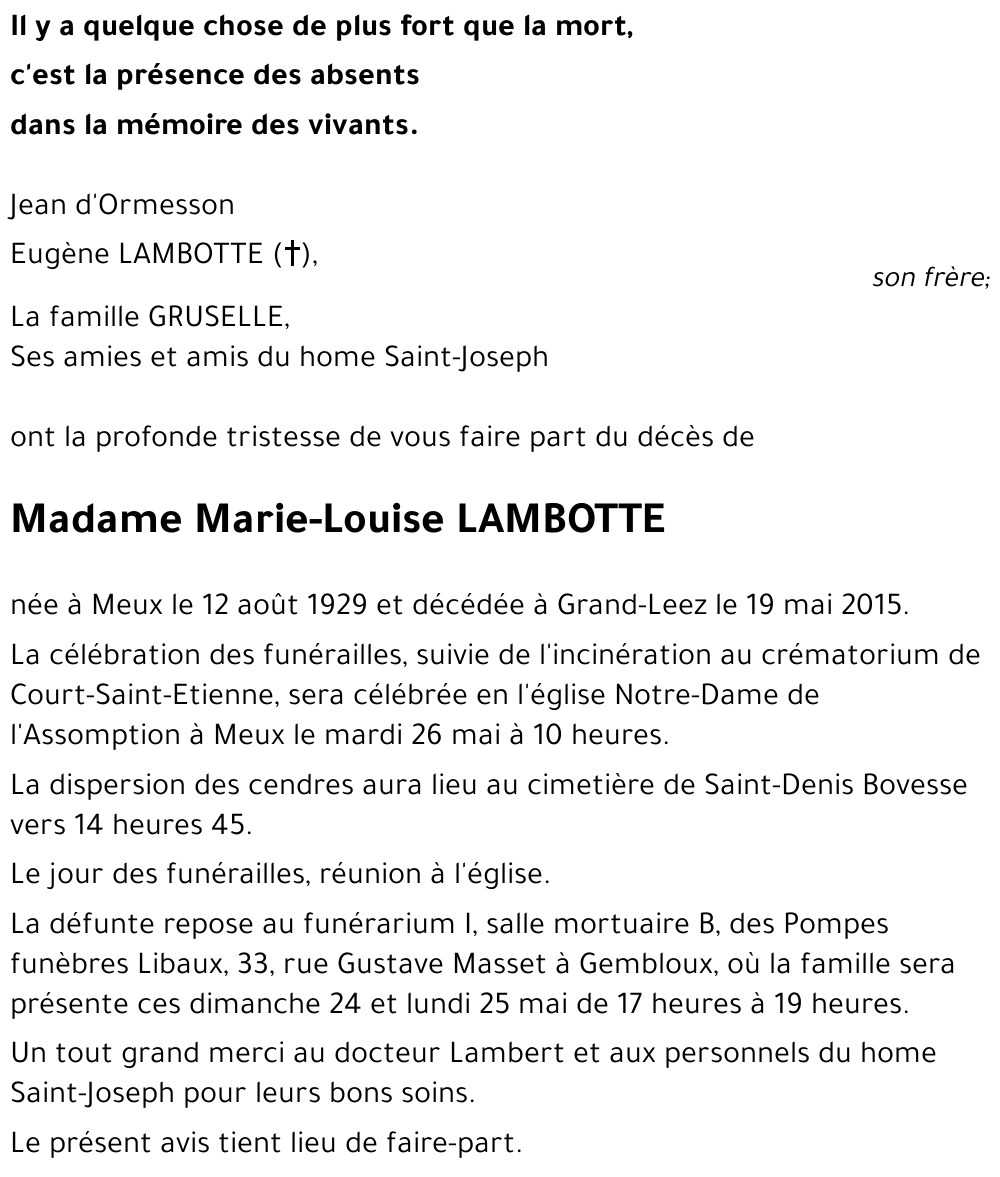 Marie-Louise LAMBOTTE