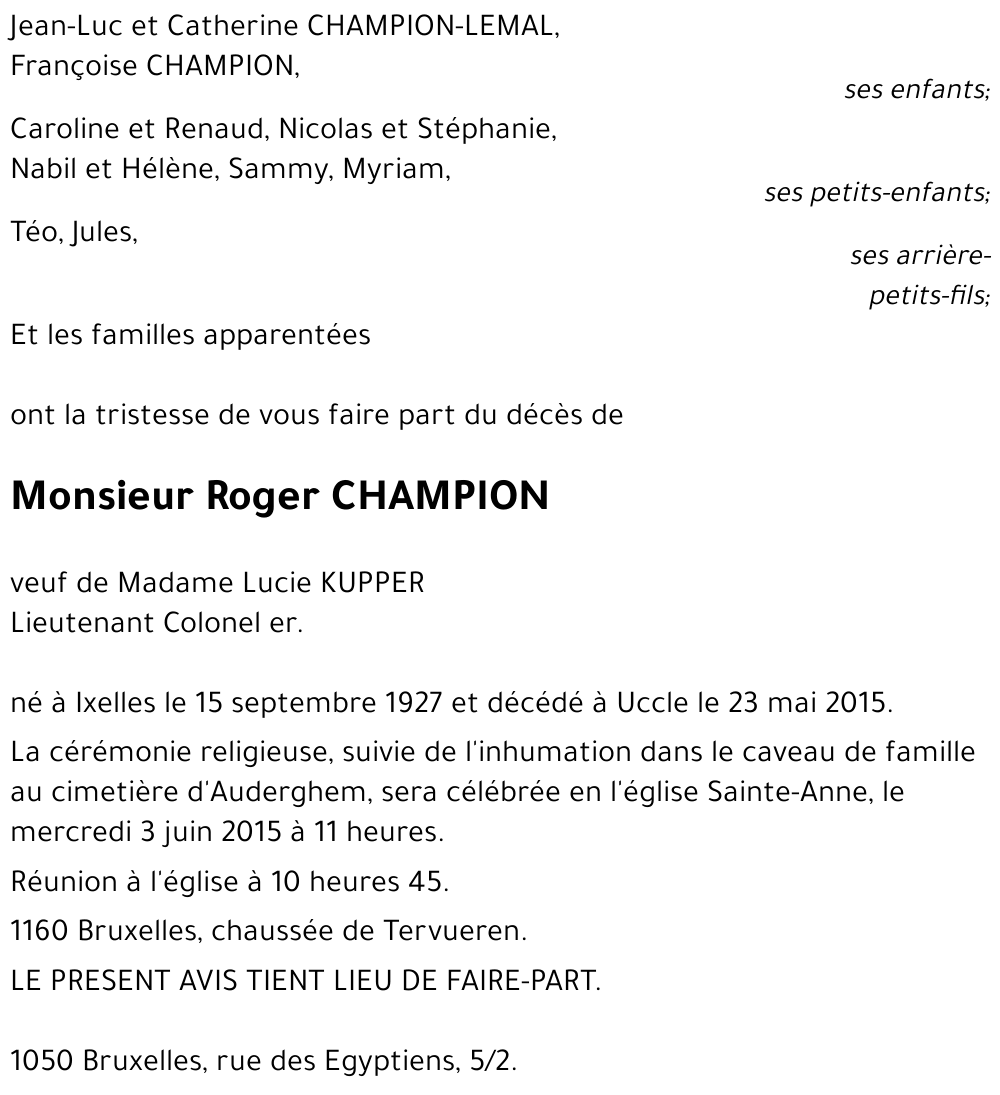 Roger CHAMPION