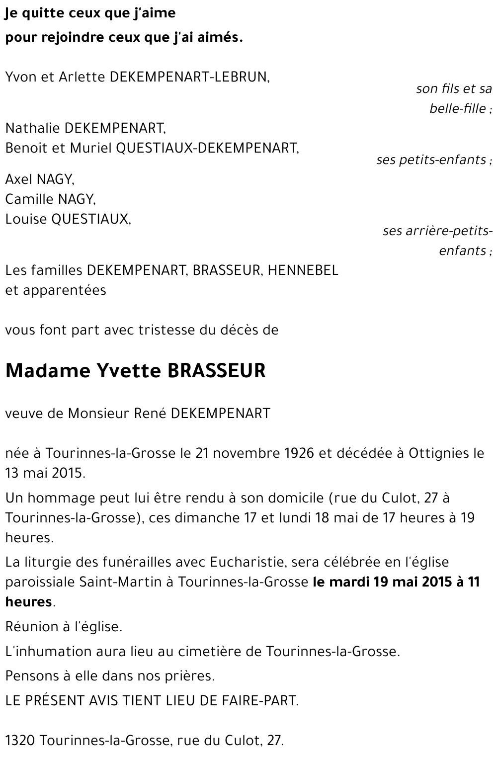 Yvette BRASSEUR