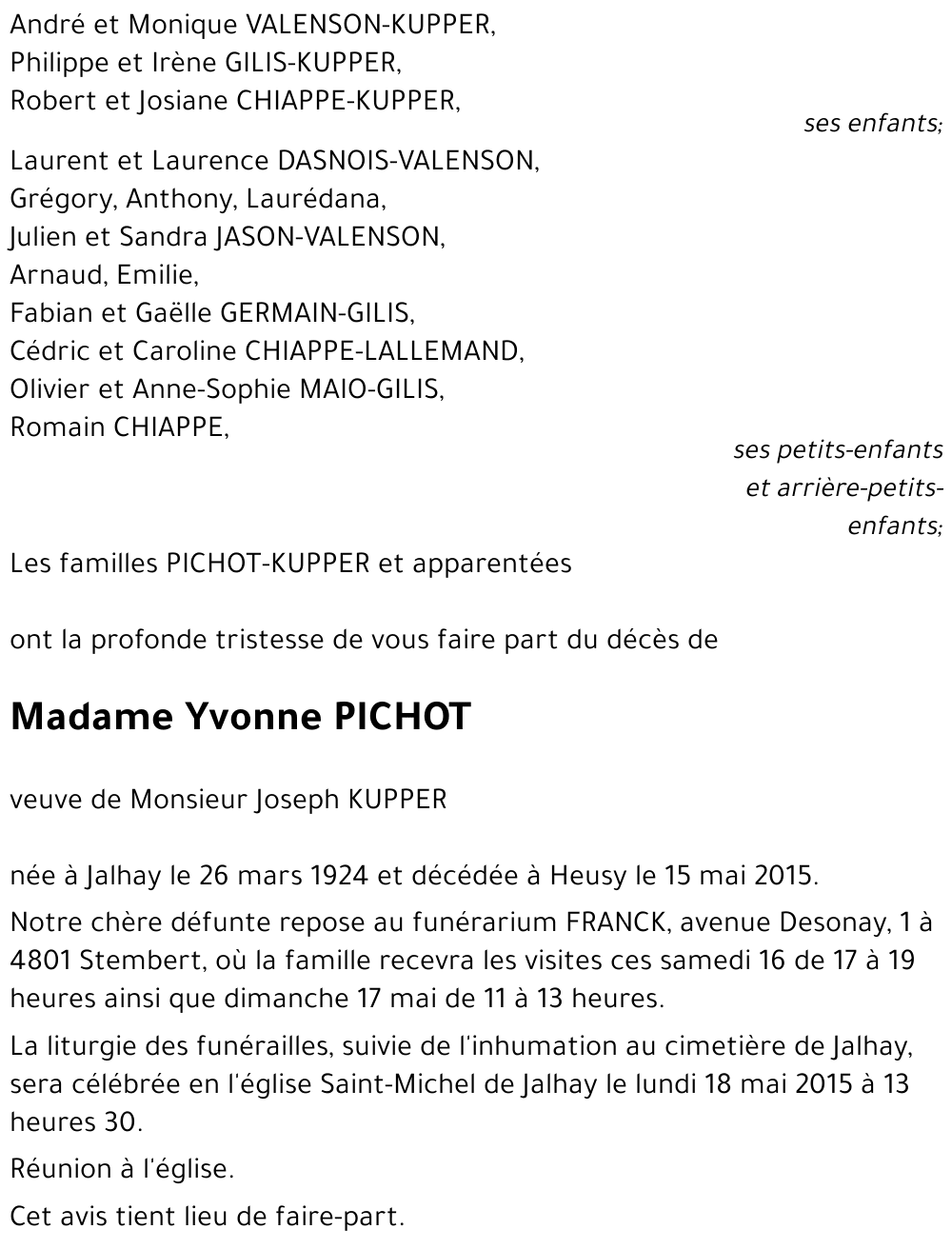 Yvonne PICHOT