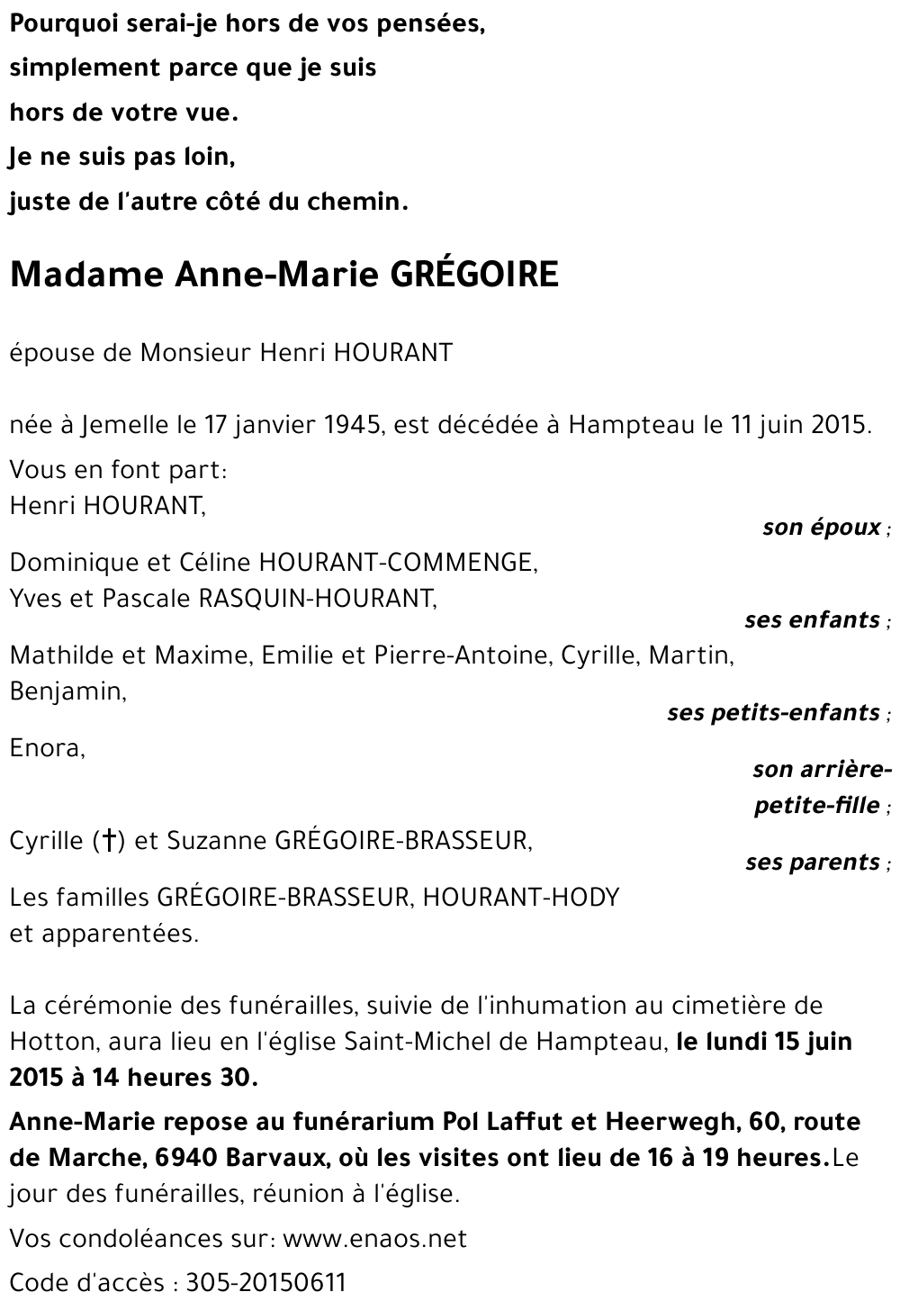 Anne-Marie GRÉGOIRE