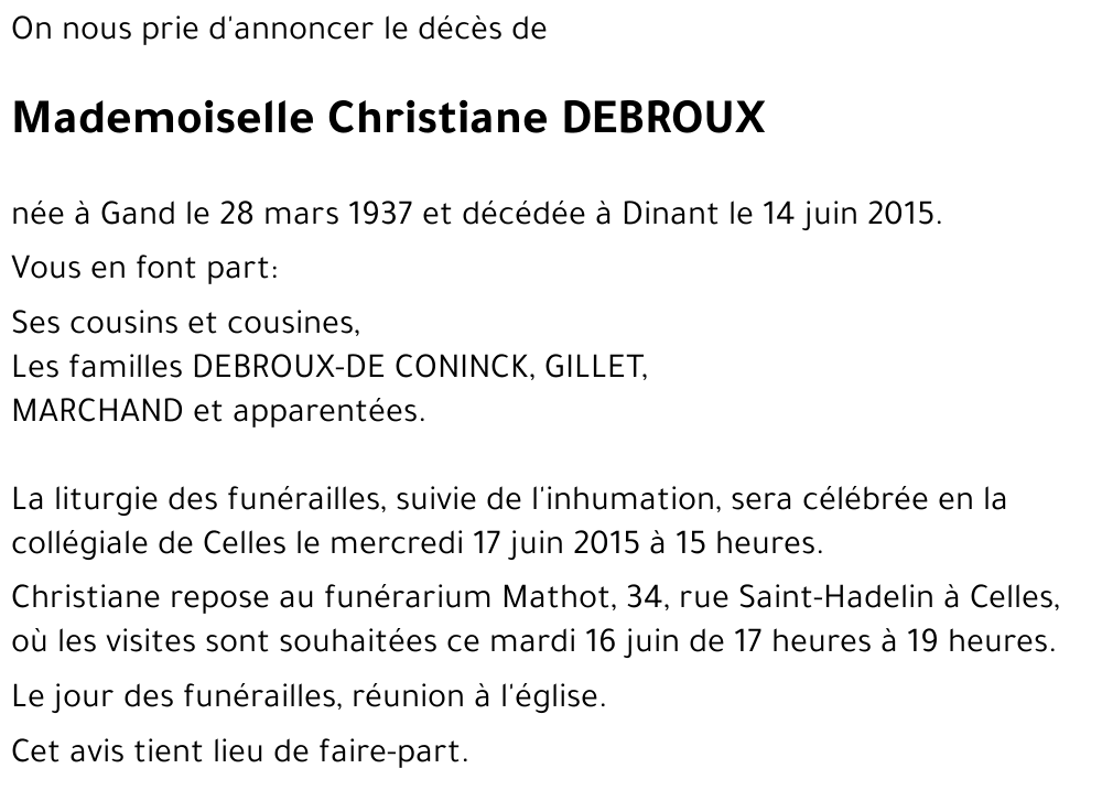 christiane DEBROUX