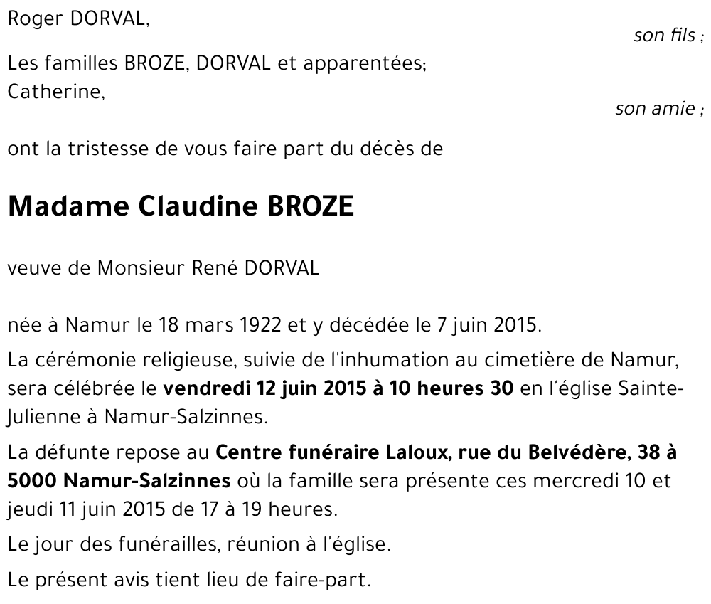 Claudine BROZE