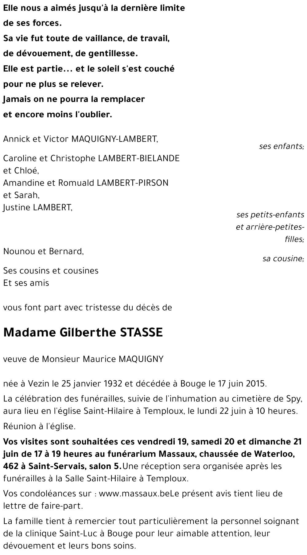Gilberte STASSE