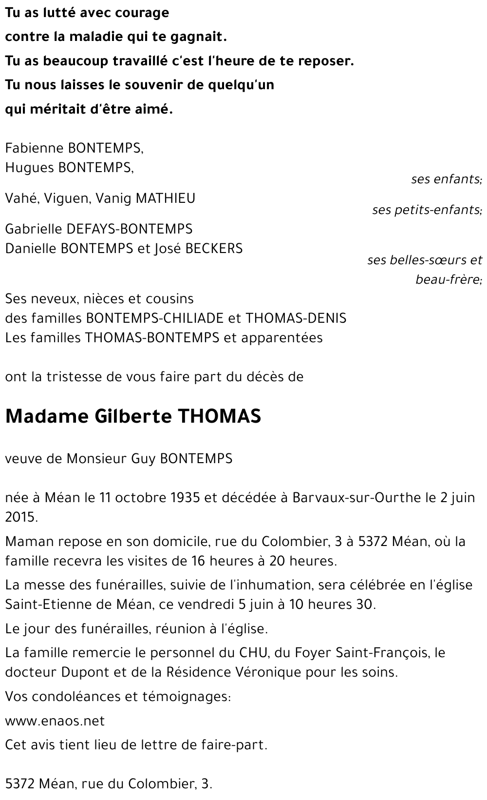 Gilberte THOMAS