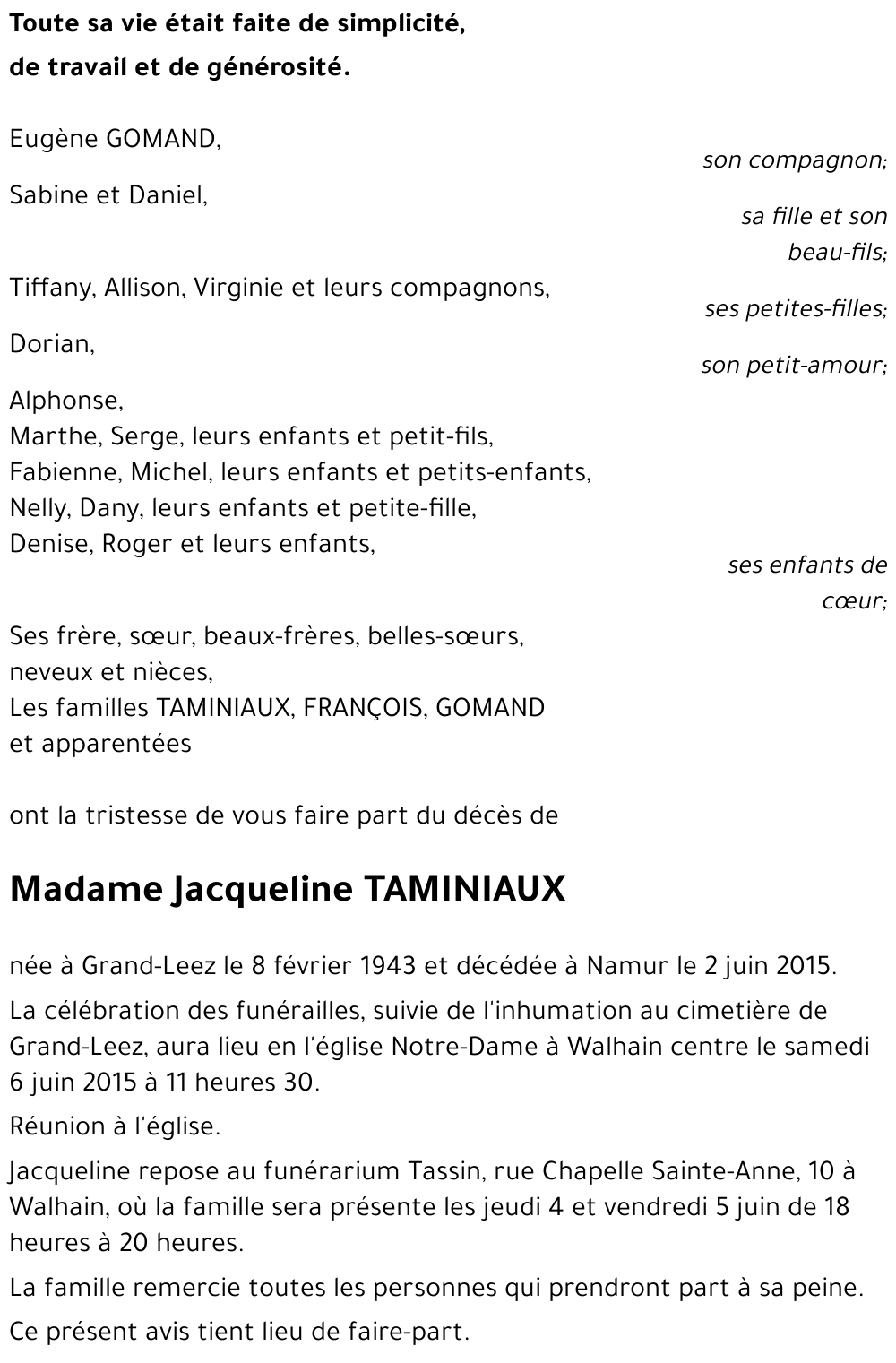 Jacqueline TAMINIAUX