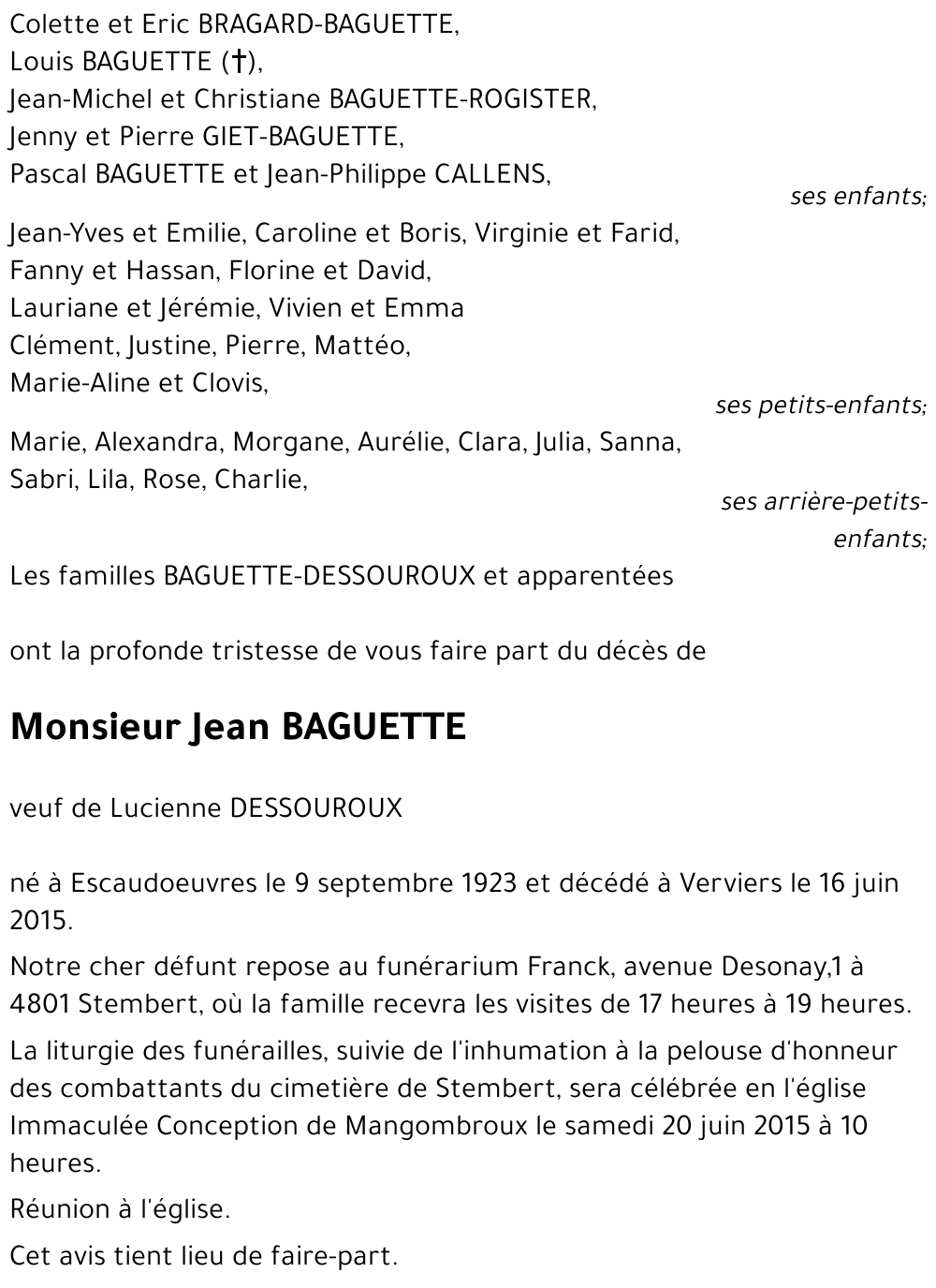 Jean BAGUETTE