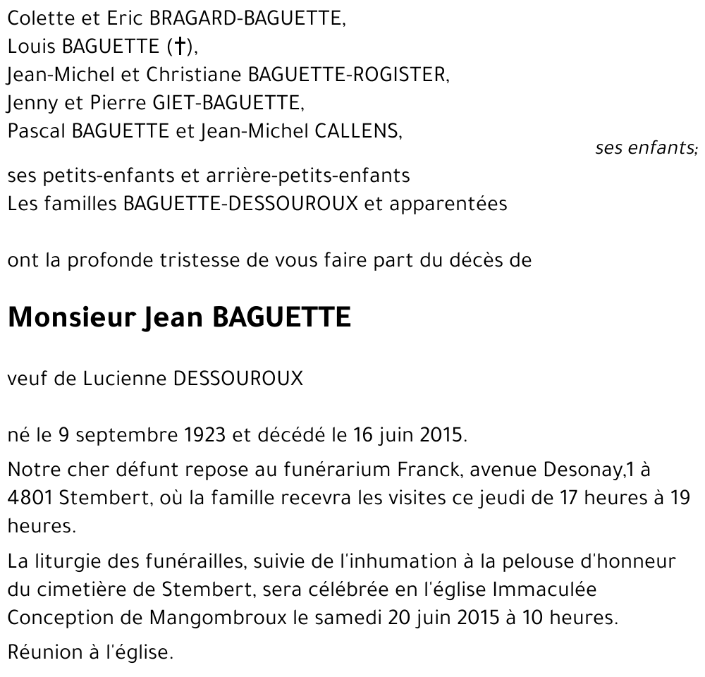 Jean BAGUETTE