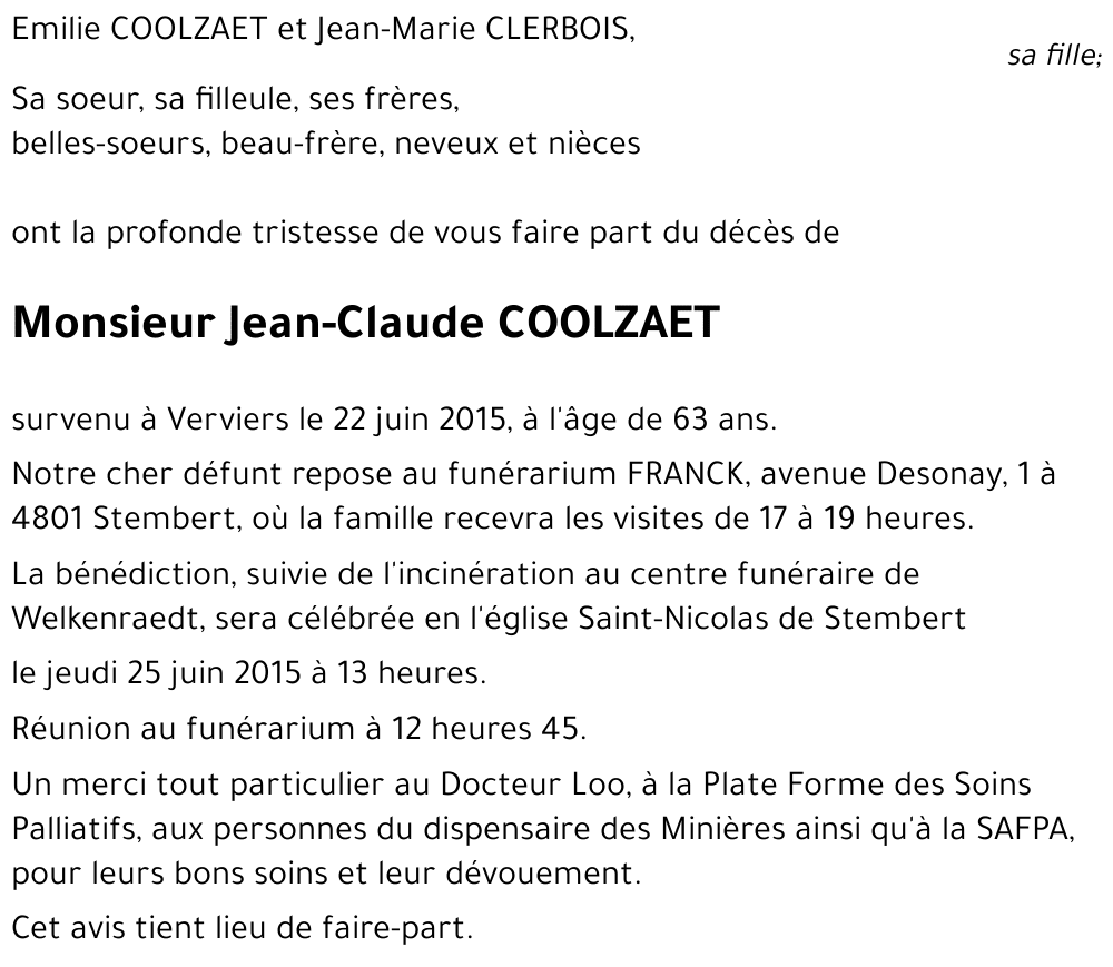 Jean-Claude COOLZAET