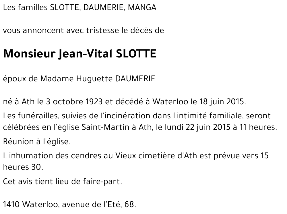 Jean-Vital SLOTTE