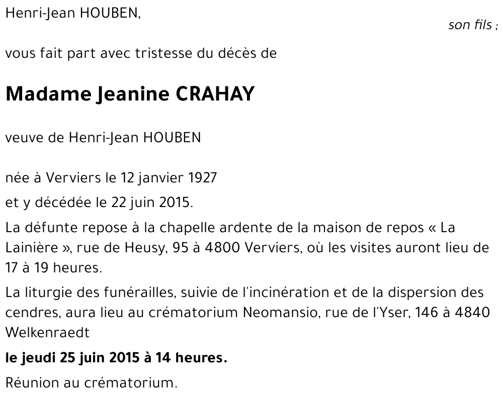 JEANINE CRAHAY