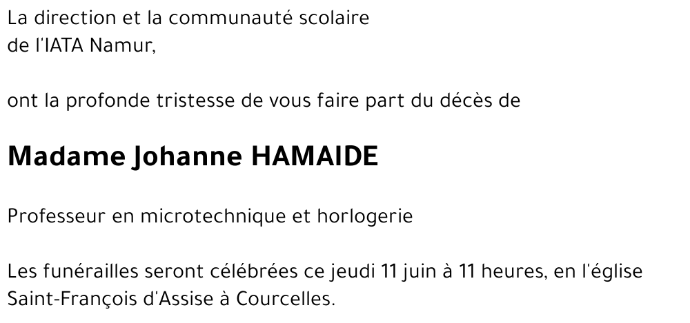 Johanne HAMAIDE