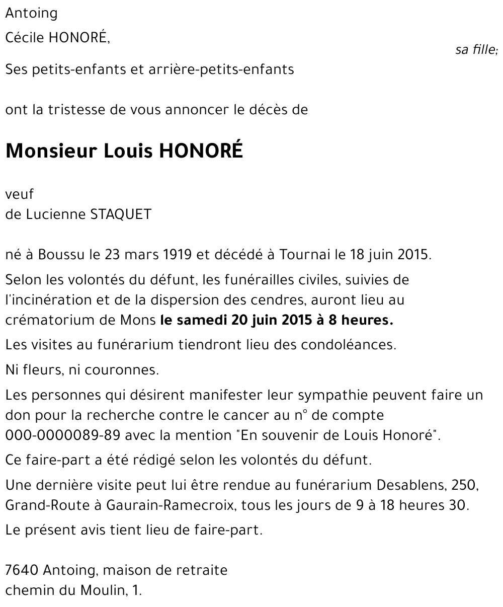 Louis HONORÉ