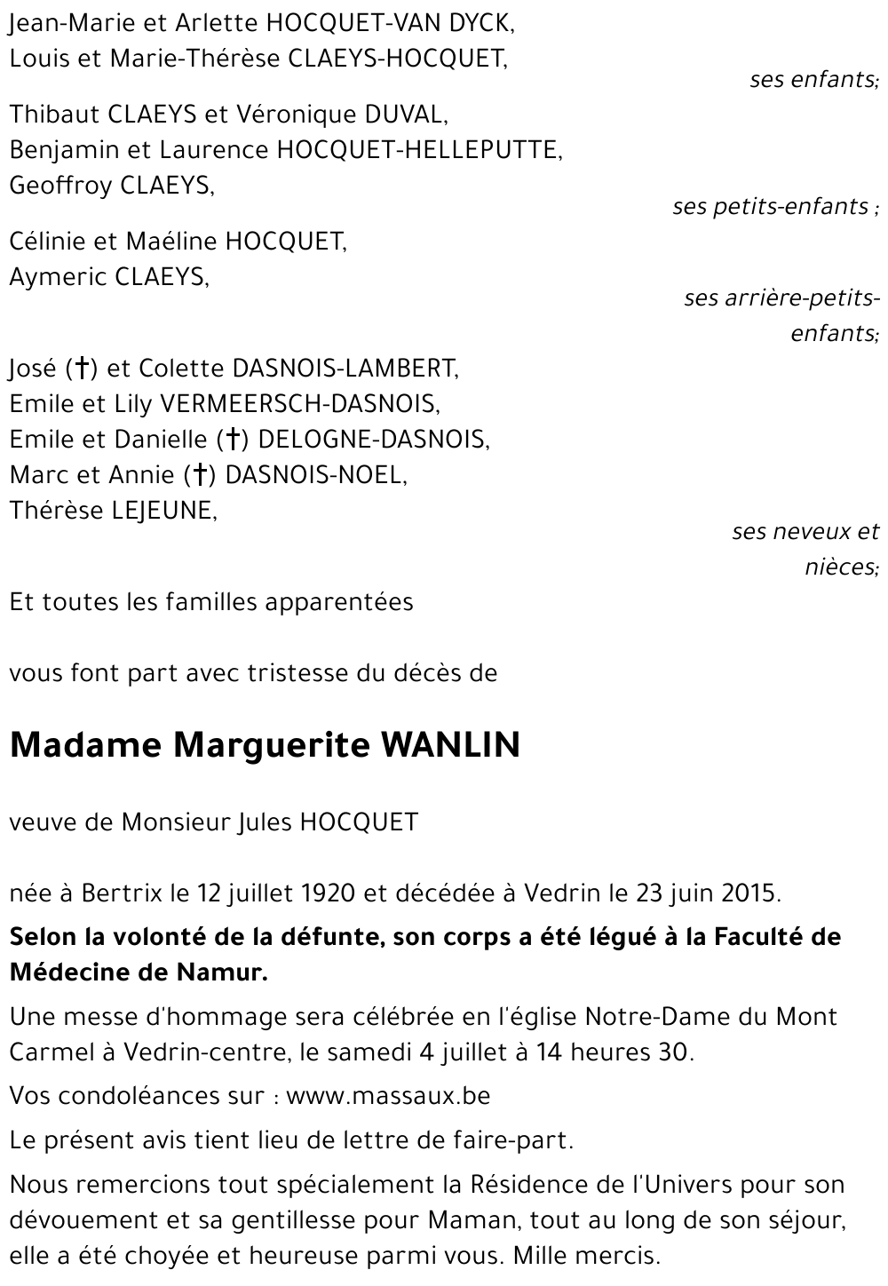 Marguerite WANLIN