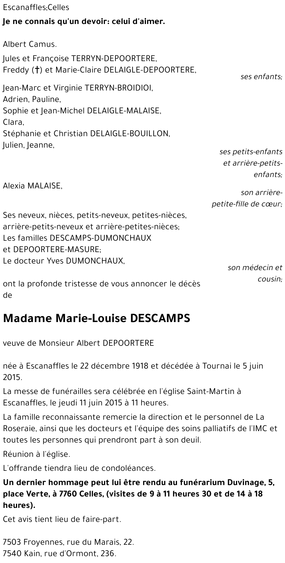 Marie-Louise DESCAMPS