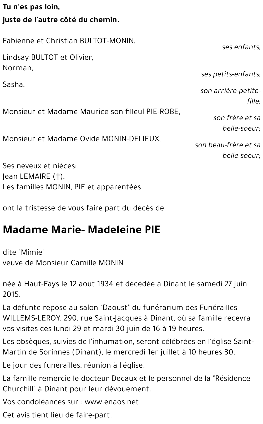 Marie-Madeleine PIE