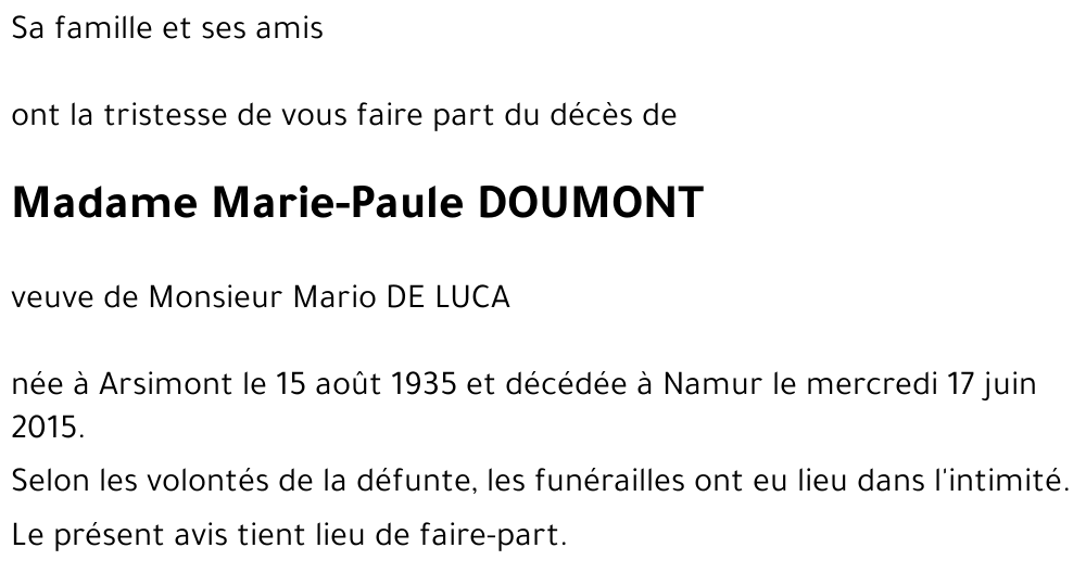 Marie-Paule DOUMONT