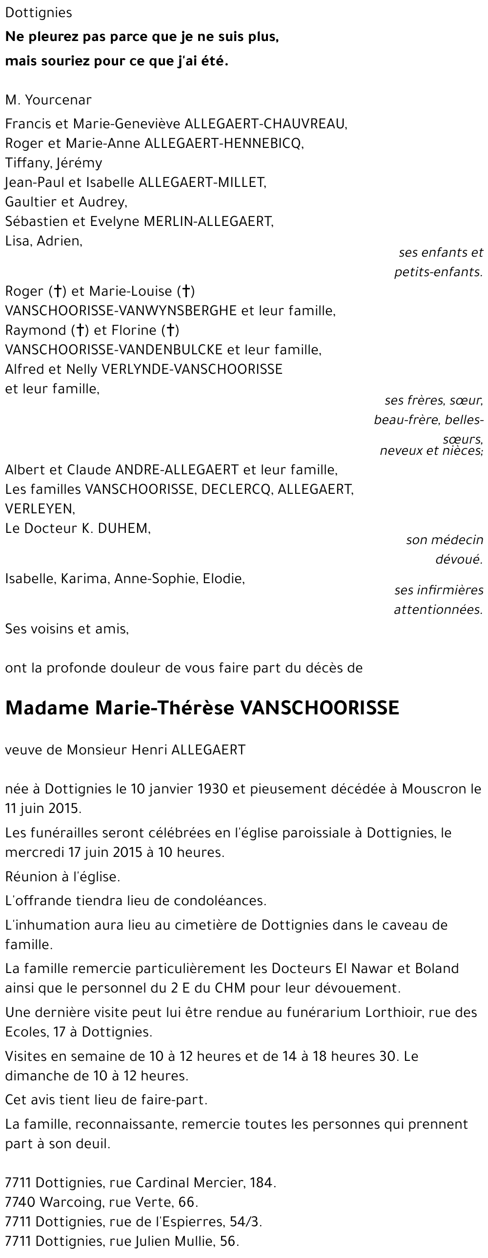 Marie-Thérèse VANSCHOORISSE