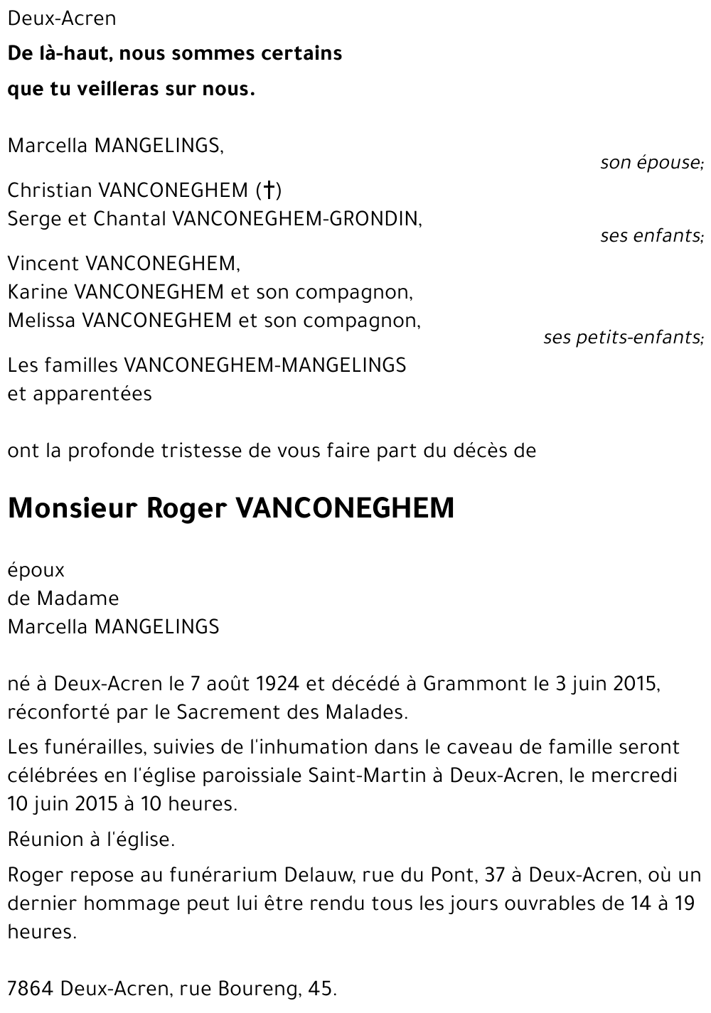 Roger VANCONEGHEM