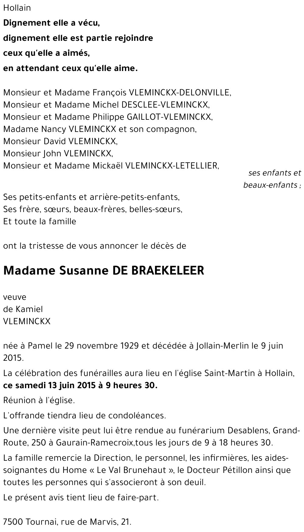 Susanne DE BRAEKELEER