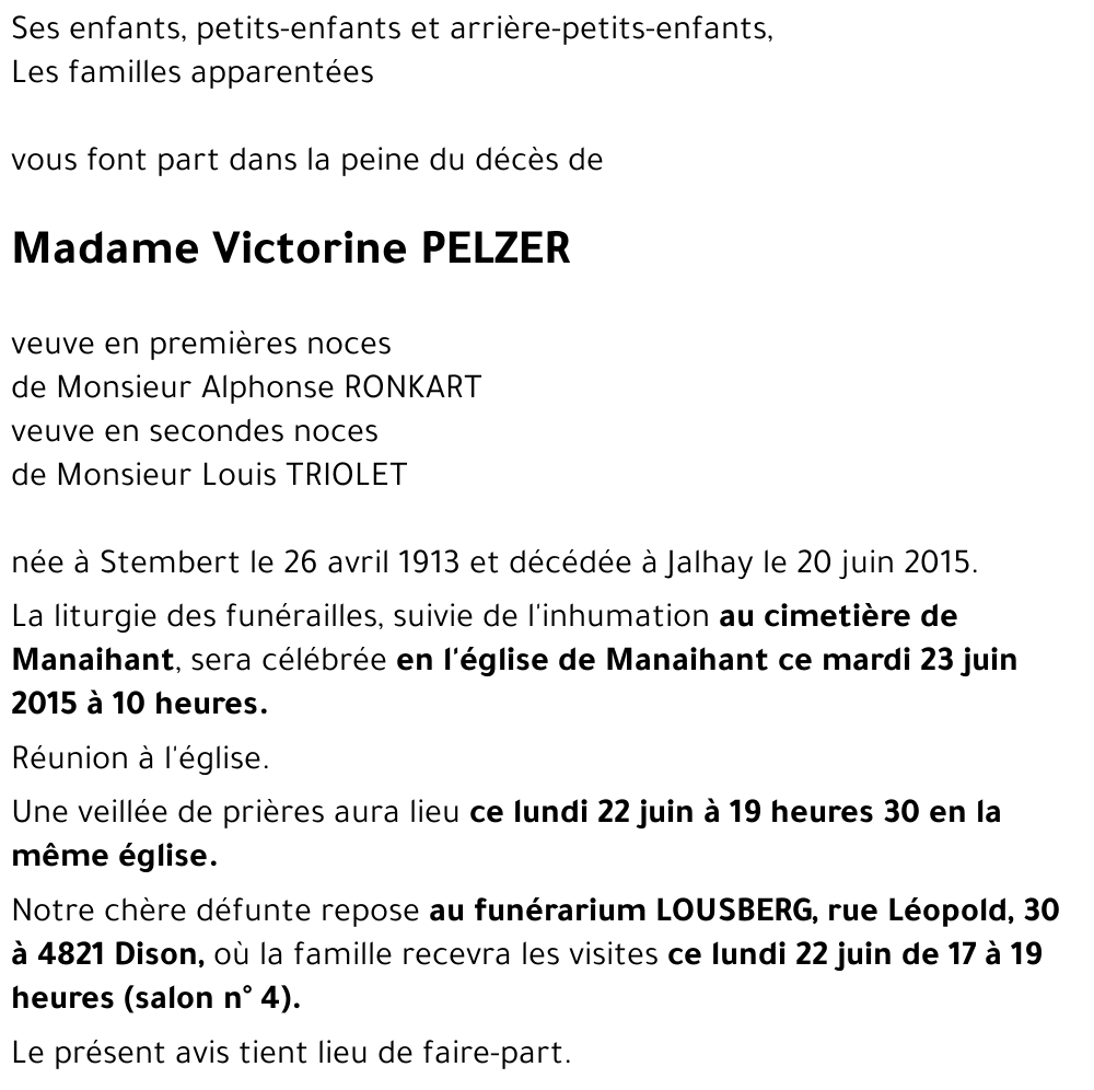 Victorine PELZER