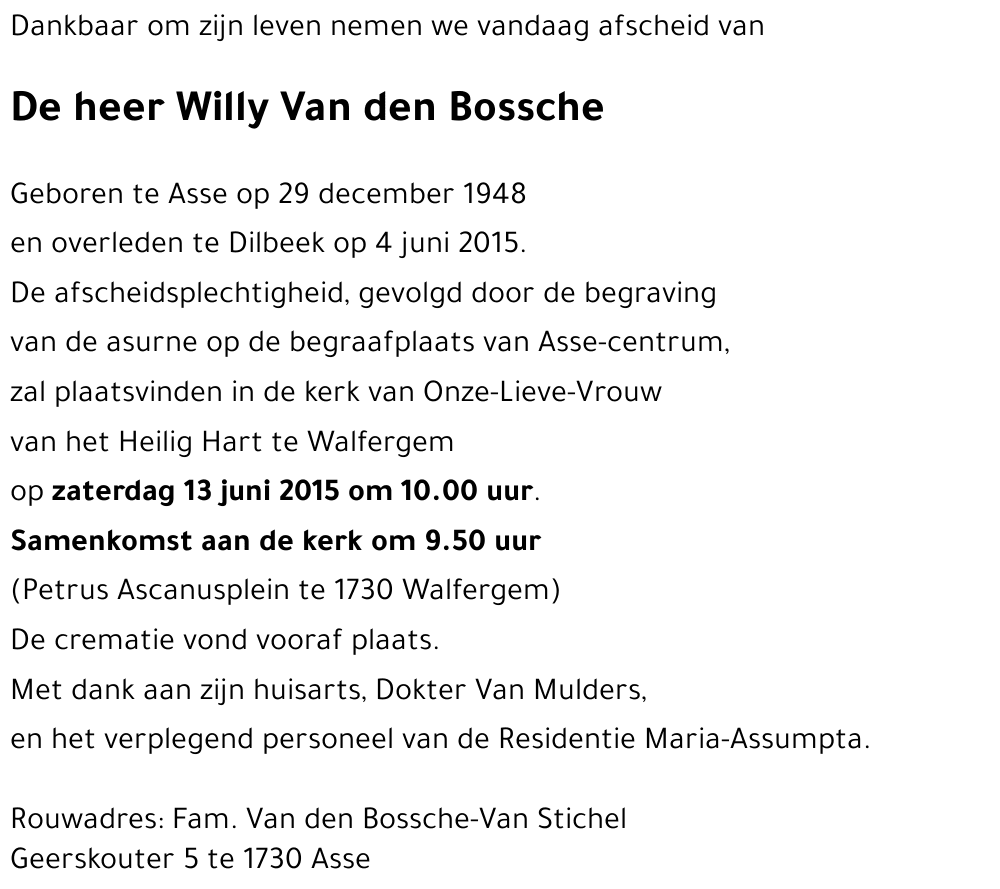 Willy Van den Bossche