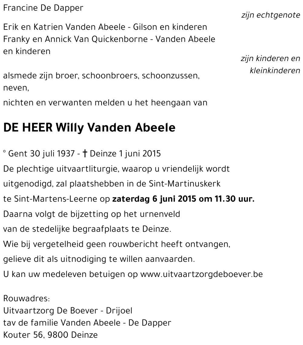 Willy Vanden Abeele