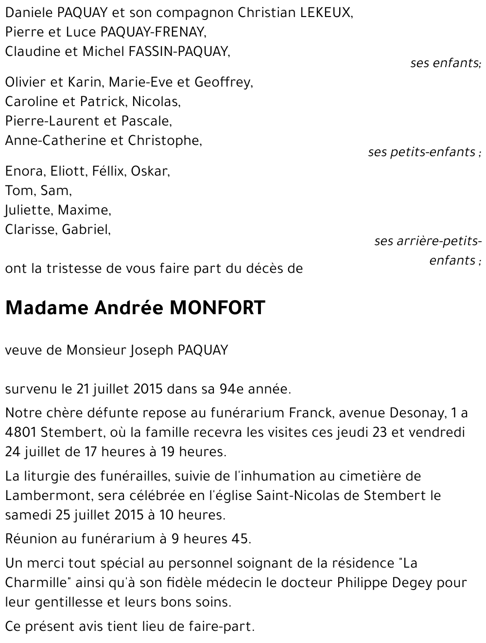 Andrée MONFORT