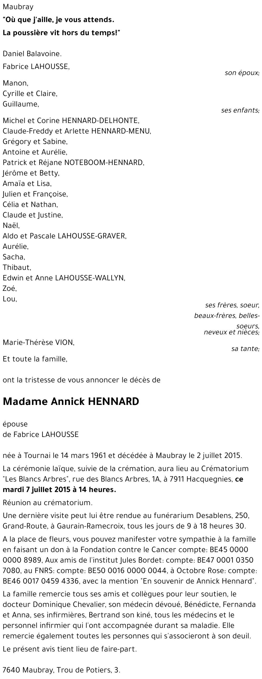 Annick HENNARD