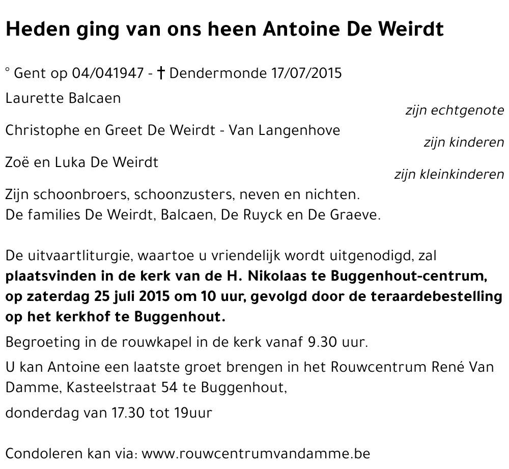 Antoine De Weirdt