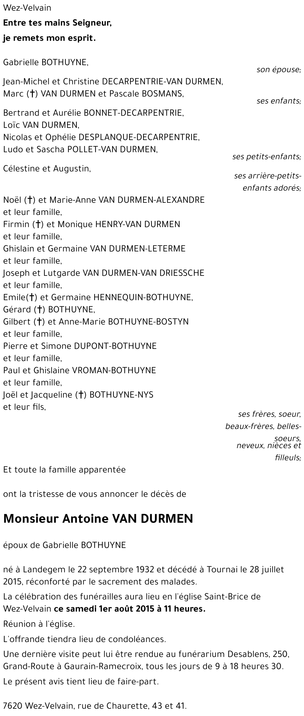Antoine VAN DURMEN