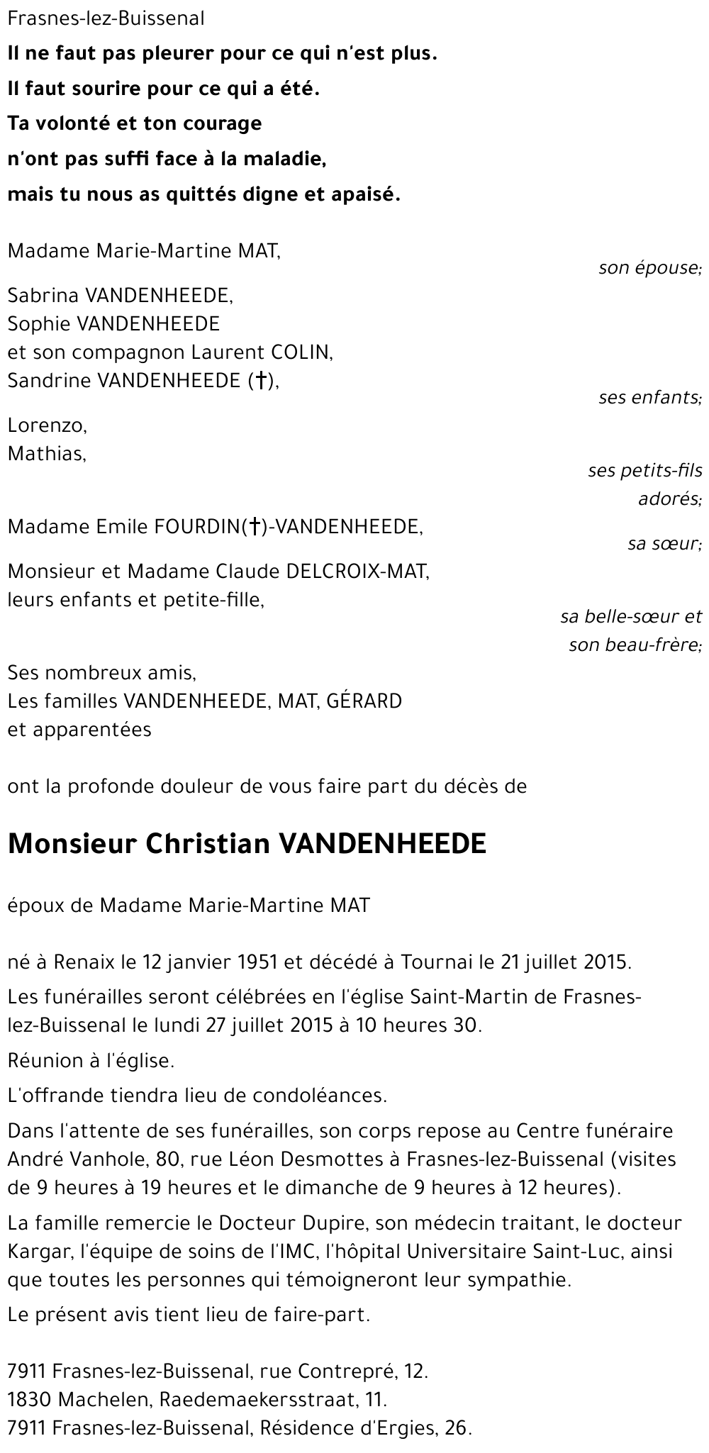 Christian VANDENHEEDE