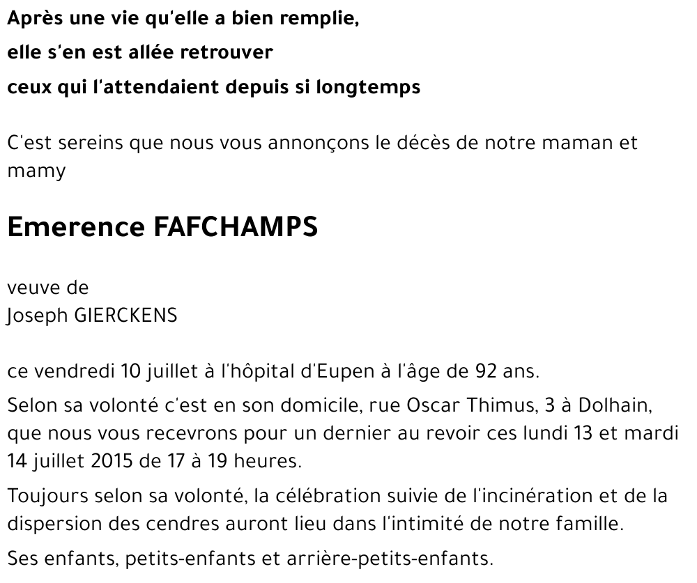 Emerence FAFCHAMPS