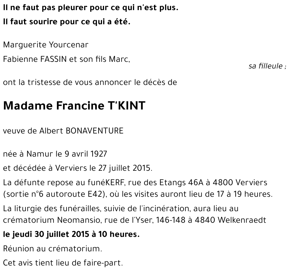 Francine T'KINT