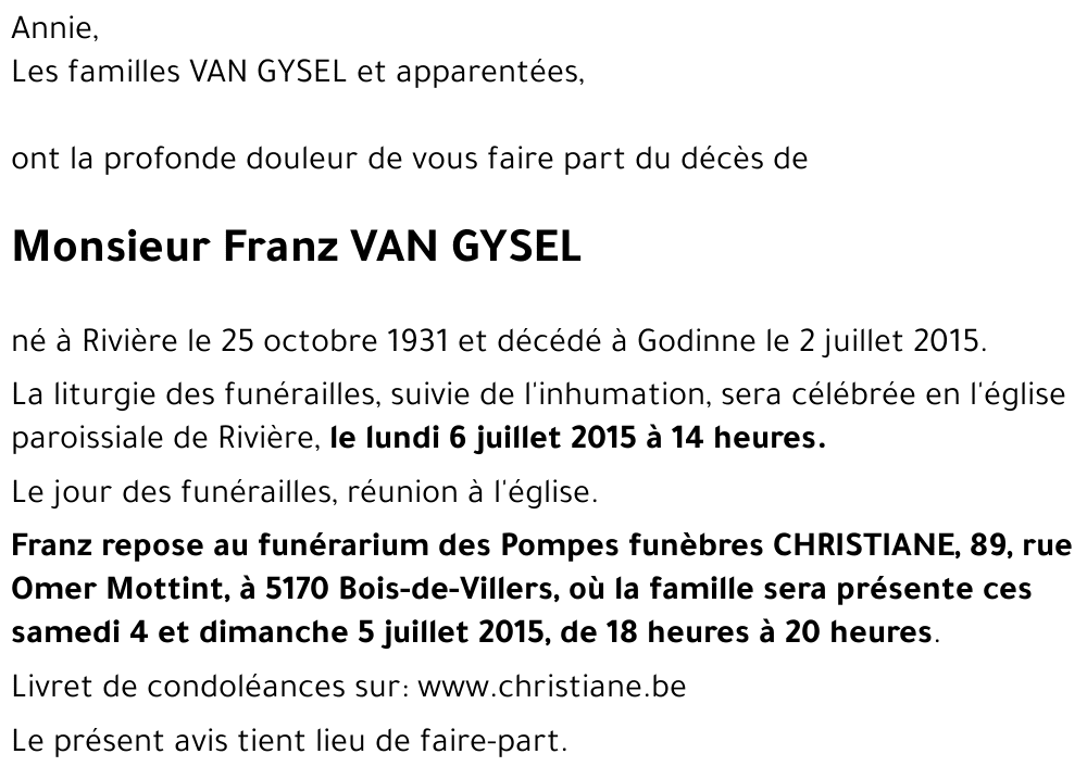 Franz VAN GYSEL
