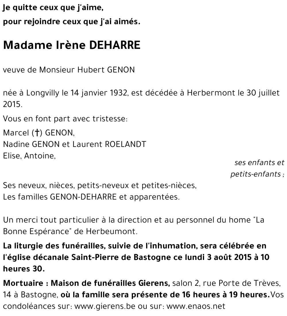 Irène DEHARRE