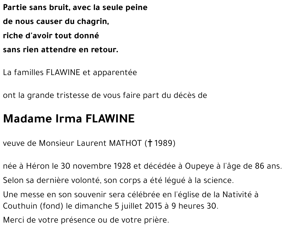 Irma FLAWINE