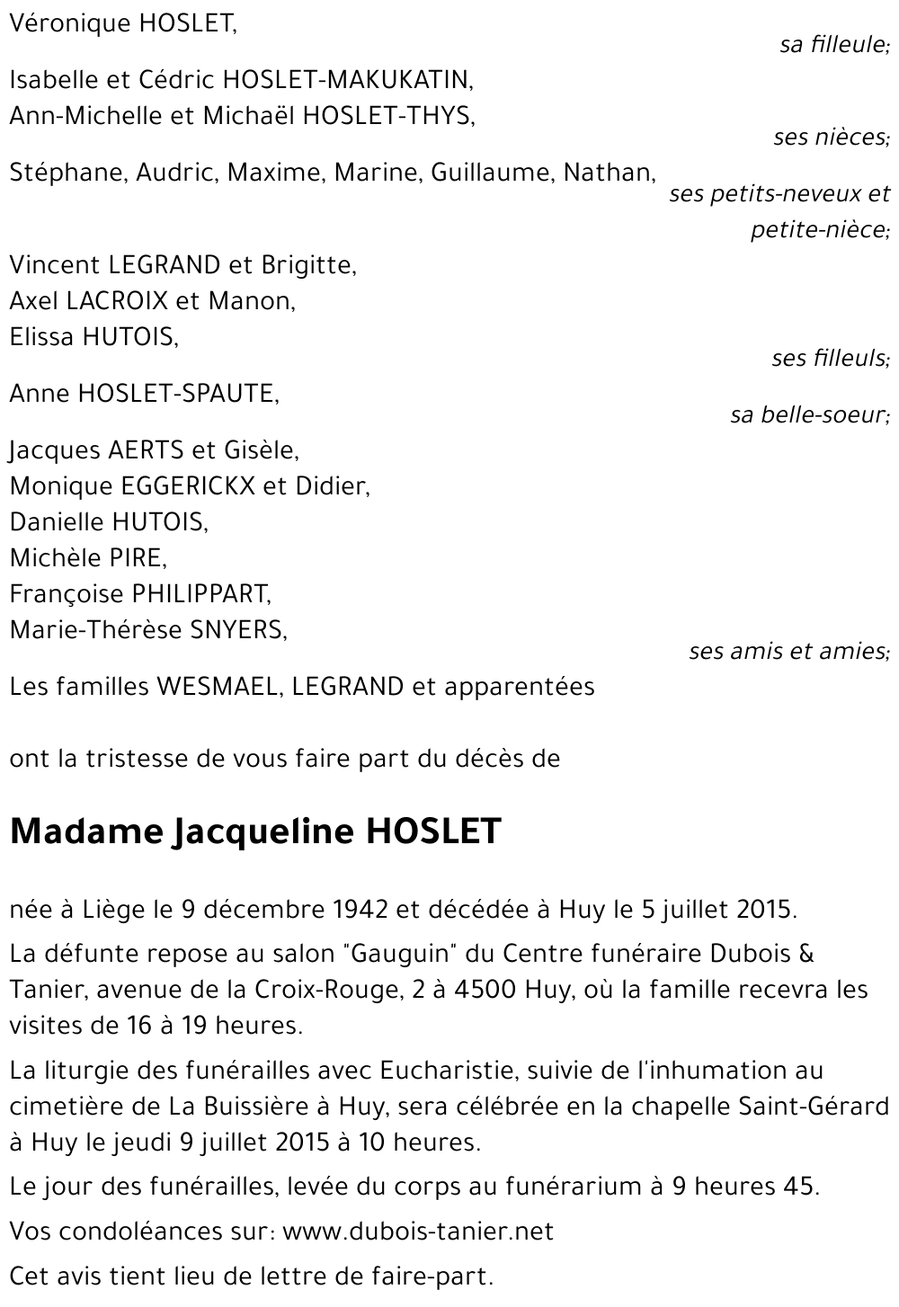 Jacqueline HOSLET