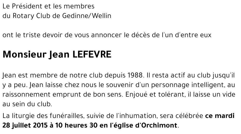 Jean LEFEVRE