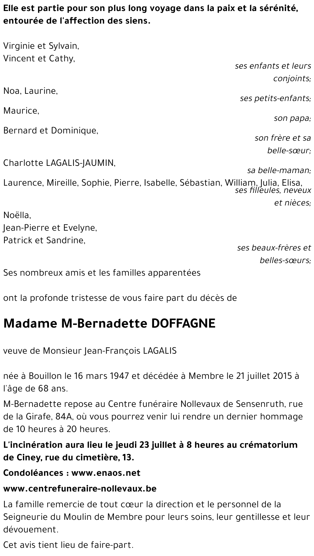 Marie-Bernadette DOFFAGNE