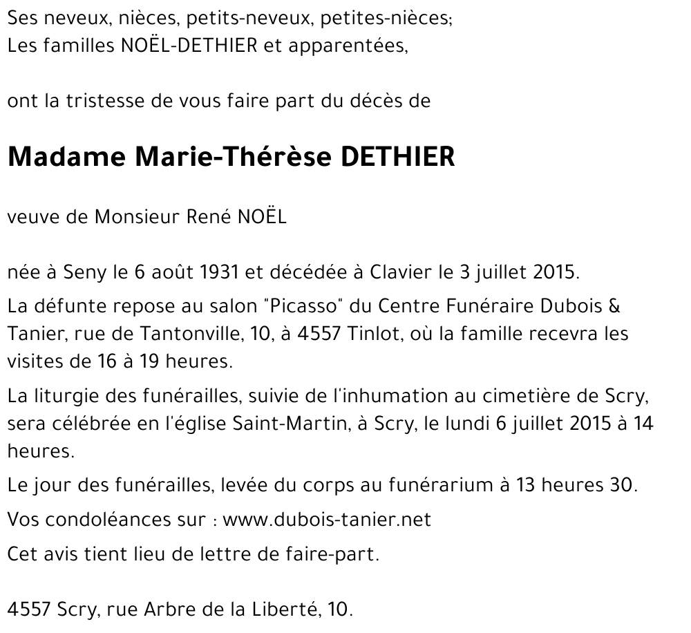 Marie-Thérèse DETHIER