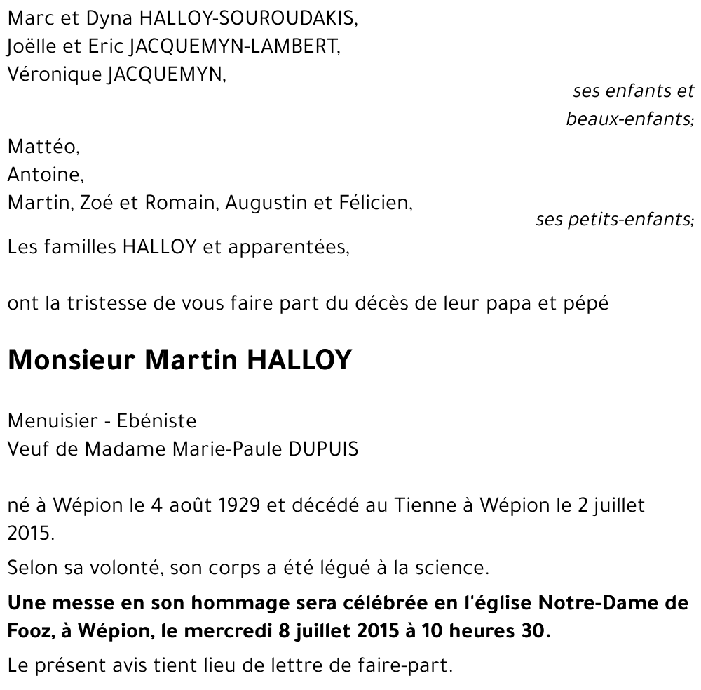 Martin HALLOY