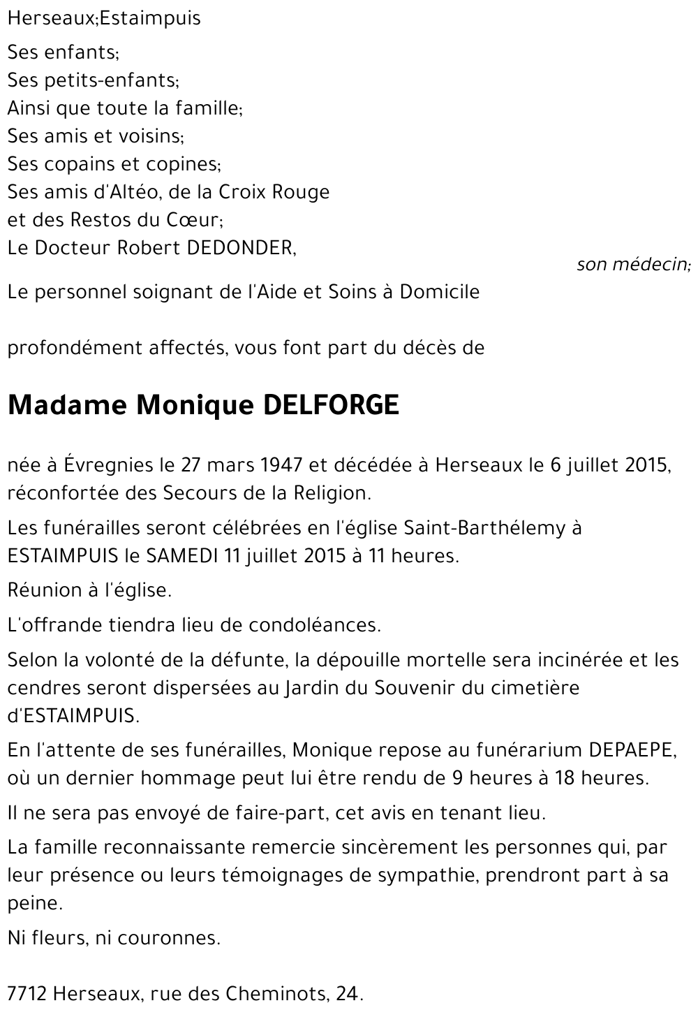 Monique DELFORGE