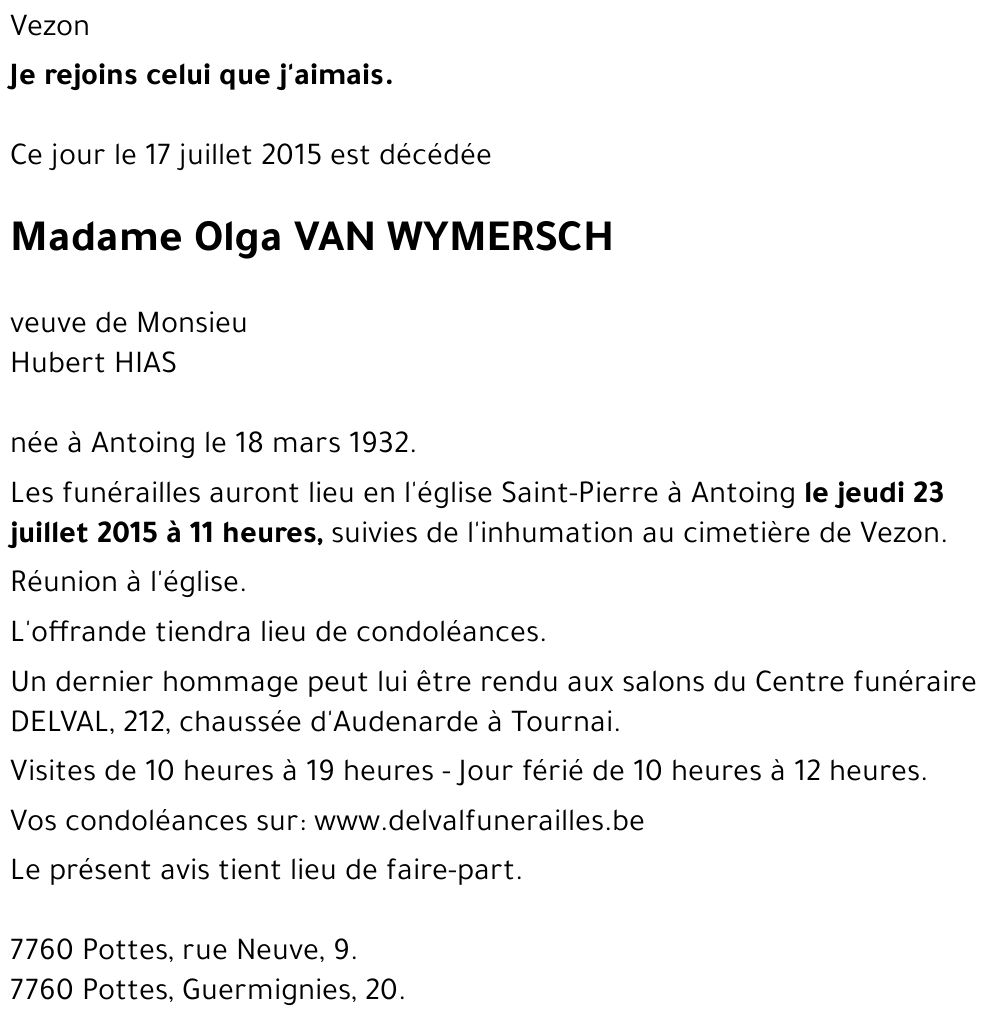 Olga VAN WYMERSCH