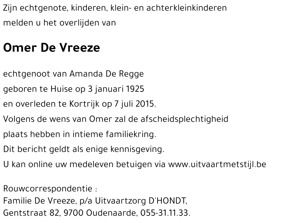 Omer De Vreeze