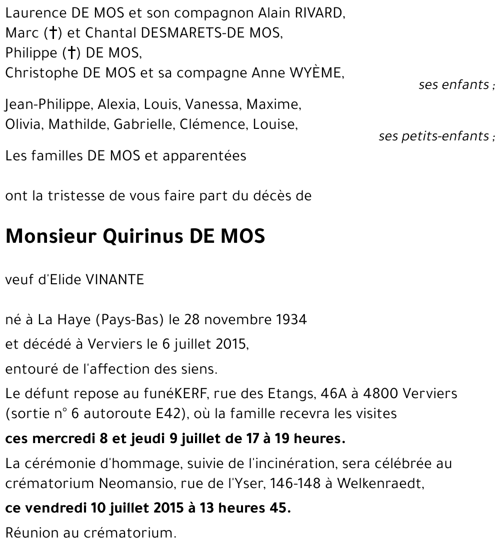Quirinus De mos
