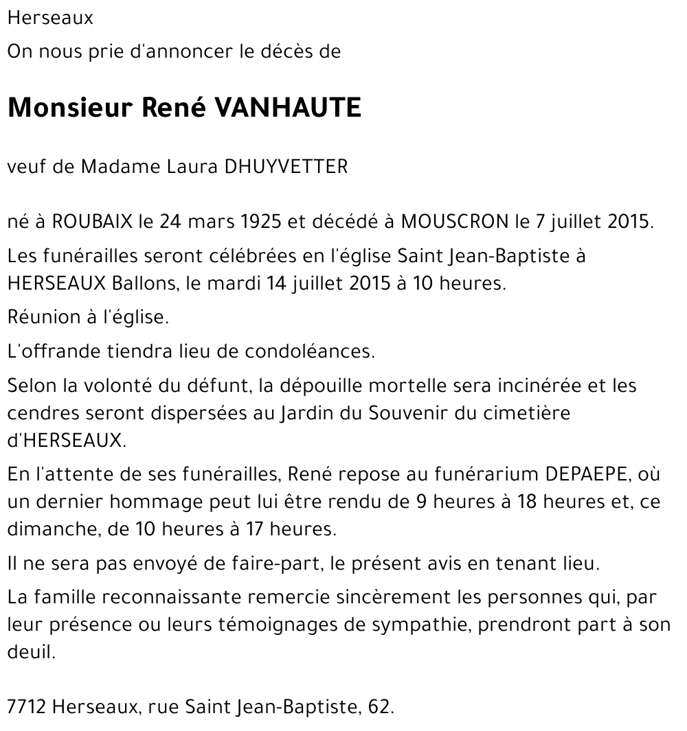 René VANHAUTE